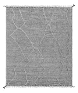 Full view of New Morocco rug from Pakistan, 308 × 262 cm in Gray tones