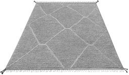 Corner detail of New Morocco rug showing border pattern and Wool pile