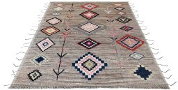 Corner detail of New Morocco rug showing border pattern and Wool pile