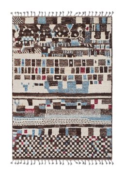 Full view of New Morocco rug from Pakistan, 187 × 133 cm in Multi Color tones