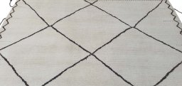 Backside of handmade New Morocco rug showing knot structure and weave density