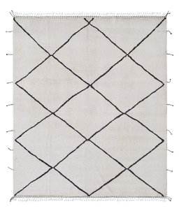 Full view of New Morocco rug from Pakistan, 301 × 253 cm in Beige tones