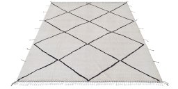 Corner detail of New Morocco rug showing border pattern and Wool pile