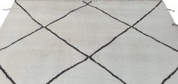 Backside of handmade New Morocco rug showing knot structure and weave density