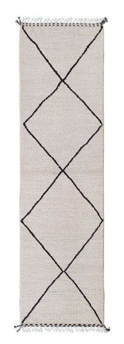 Full view of New Morocco rug from Pakistan, 303 × 86 cm in Beige tones