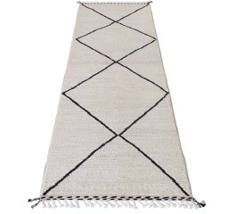 Corner detail of New Morocco rug showing border pattern and Wool pile