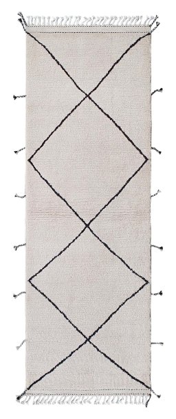 Full view of New Morocco rug from Pakistan, 249 × 82 cm in Beige tones