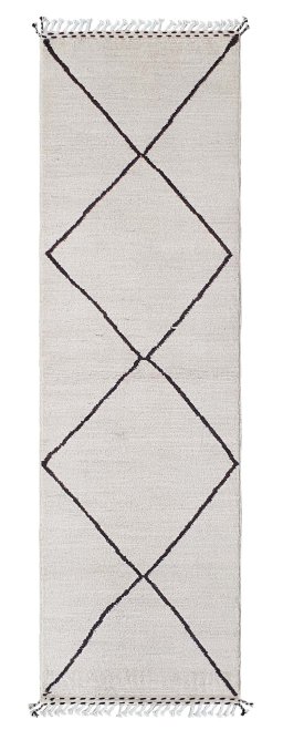 Full view of New Morocco rug from Pakistan, 304 × 91 cm in Beige tones