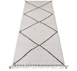 Corner detail of New Morocco rug showing border pattern and Wool pile