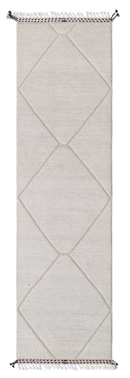 Full view of New Morocco rug from Pakistan, 297 × 80 cm in Beige tones
