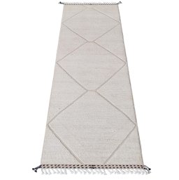 Corner detail of New Morocco rug showing border pattern and Wool pile