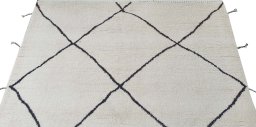 Backside of handmade New Morocco rug showing knot structure and weave density