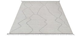 Corner detail of New Morocco rug showing border pattern and Wool pile