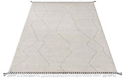 Corner detail of New Morocco rug showing border pattern and Wool pile