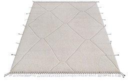 Corner detail of New Morocco rug showing border pattern and Wool pile