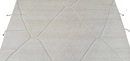 Backside of handmade New Morocco rug showing knot structure and weave density
