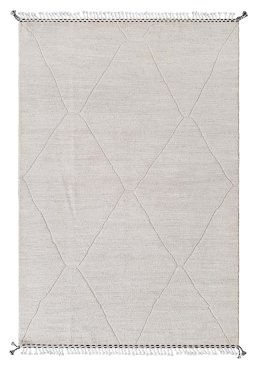 Full view of New Morocco rug from Pakistan, 291 × 197 cm in Beige tones
