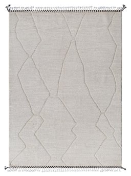 Full view of New Morocco rug from Pakistan, 244 × 176 cm in Beige tones