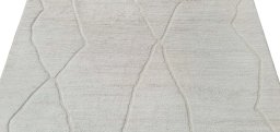Backside of handmade New Morocco rug showing knot structure and weave density