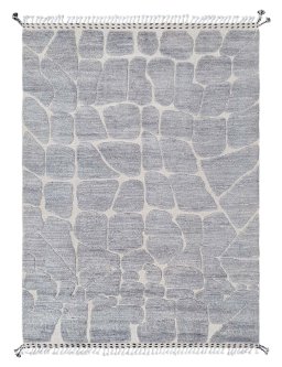 Full view of New Morocco rug from Pakistan, 239 × 179 cm in Gray tones