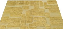 Backside of handmade New Morocco rug showing knot structure and weave density