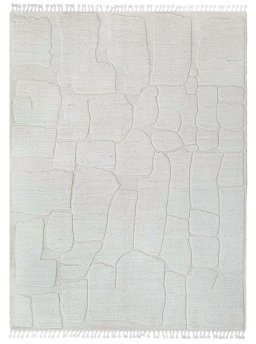 Full view of New Morocco rug from Pakistan, 236 × 176 cm in Beige tones