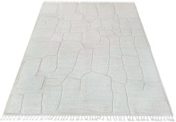 Corner detail of New Morocco rug showing border pattern and Wool pile