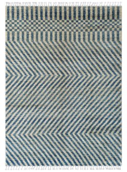 Full view of New Morocco rug from Pakistan, 244 × 178 cm in Green tones