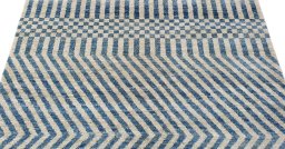 Backside of handmade New Morocco rug showing knot structure and weave density