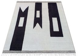 Corner detail of New Morocco rug showing border pattern and Wool pile