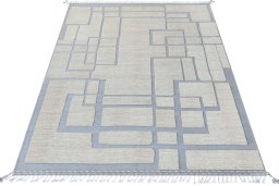 Corner detail of New Morocco rug showing border pattern and Wool pile