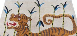 Backside of handmade New Morocco rug showing knot structure and weave density