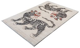 Close-up detail of New Morocco rug from Pakistan showing Wool weave