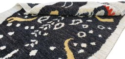 Close-up detail of New Morocco rug from Pakistan showing Wool weave