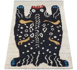 Corner detail of New Morocco rug showing border pattern and Wool pile