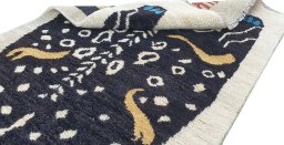Close-up detail of New Morocco rug from Pakistan showing Wool weave