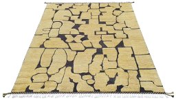 Corner detail of New Morocco rug showing border pattern and Wool pile