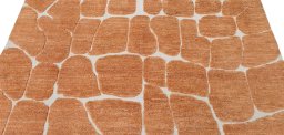 Backside of handmade New Morocco rug showing knot structure and weave density