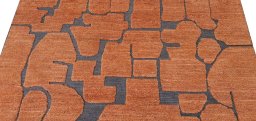 Backside of handmade New Morocco rug showing knot structure and weave density