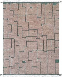 Full view of New Morocco rug from Pakistan, 236 × 180 cm in Gray tones