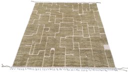 Corner detail of New Morocco rug showing border pattern and Wool pile