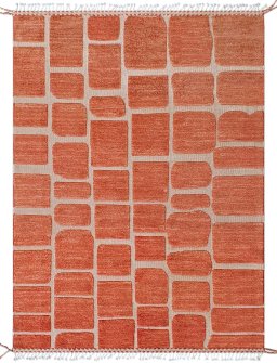 Full view of New Morocco rug from Pakistan, 239 × 176 cm in Red tones