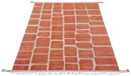Corner detail of New Morocco rug showing border pattern and Wool pile