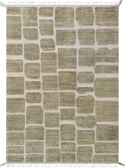 Full view of New Morocco rug from Pakistan, 245 × 173 cm in Green tones
