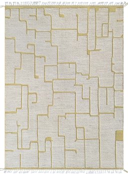 Full view of New Morocco rug from Pakistan, 243 × 178 cm in Beige tones