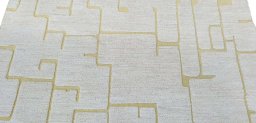 Backside of handmade New Morocco rug showing knot structure and weave density