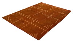 Corner detail of New Nepal Carpets rug showing border pattern and Silk pile