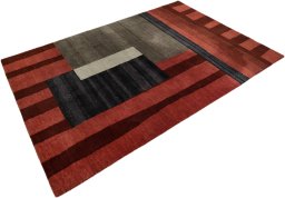 Corner detail of New Nepal Carpets rug showing border pattern and Wool pile