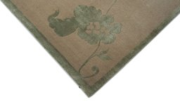Backside of handmade New Nepal Carpets rug showing knot structure and weave density