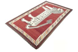 Corner detail of 2000s Kilim Dastan rug showing border pattern and Wool pile